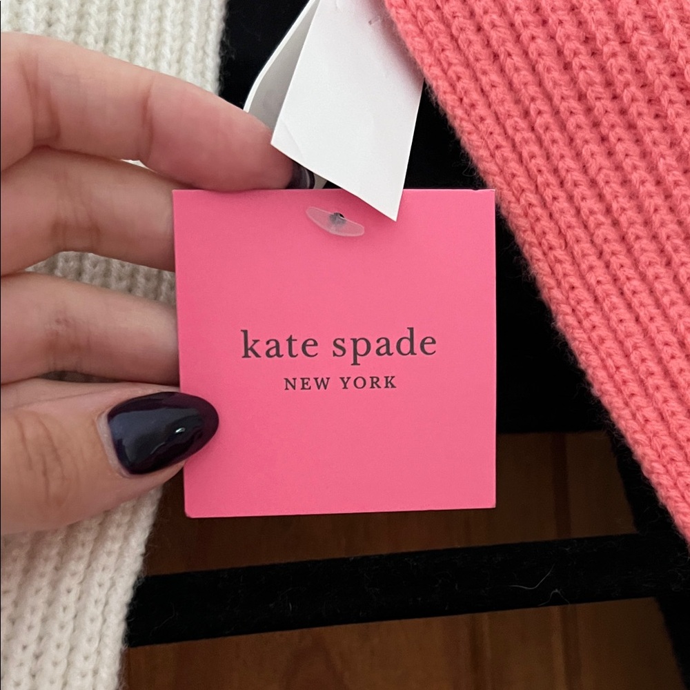 Kate Spade Color Block Infinity Scarf- Black, White, and Pink - Picture 2 of 5